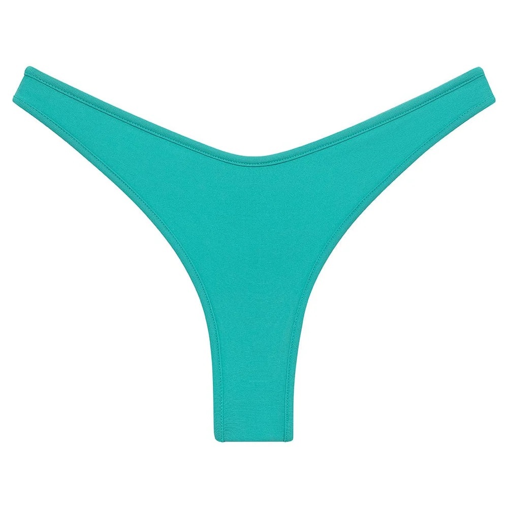 Montce Swim BINDED Thong Bikini Bottom - Teal - Minimal Coverage - High Cut